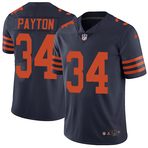 Nike Bears #34 Walter Payton Navy Blue Alternate Men's Stitched NFL Vapor Untouchable Limited Jersey - Click Image to Close